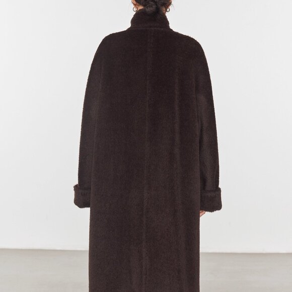 CHICJOC Vintage-Style Convertible Collar Alpaca Wool Coat – Size 36 – Rare Suri - Picture 6 of 16